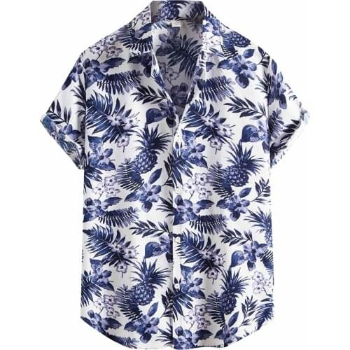 Mens Fashion Ethnic Short Sleeve Casual Printing Hawaiian Shirt Blouse T-shirt Good Quality Men Clothing Tops Camisas De Hombre