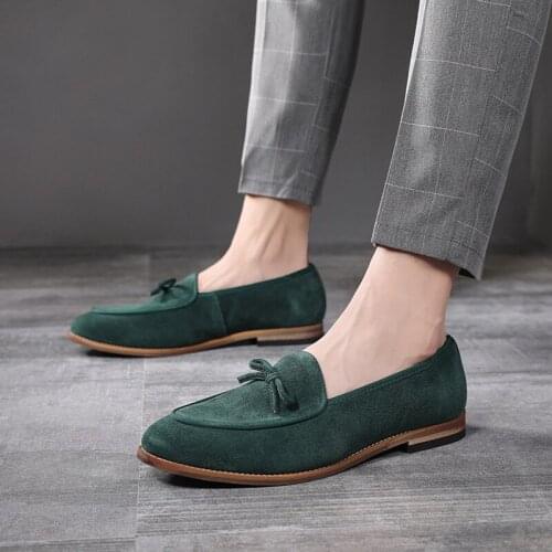 2002 Spring Autumn fashion bow Men Loafers Genuine Leather Slip On Mens Dress Shoes Wedding Casual Business wedding footwear