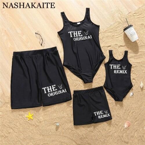 NASHAKAITE Family Look Letter Printed "The Original" Mother and daughter matching swimwear Mommy and me swimsuit