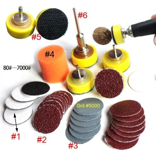 1 inch 25mm Sand Paper 1" Disco Pad Velco Loop & Hook Woolen mat Polishing Pad Disc 60/240/5000 Grit