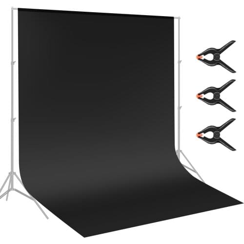Neewer 2.8 x 4.6 meters Polyester Photography Backdrop Background Screen with 3 Clamps for Photo Video Studio Shooting (Black)