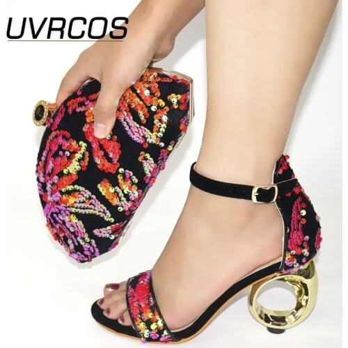 Latest Design African Matching Shoes and Bag Italian In Women High Heels 10CM Shoes and Bag Set for Party Women Wedding Pumps