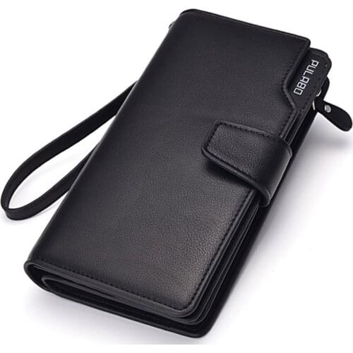 New Long Tri-Fold Mens Leather Wallets With Coin Pocket 24 Card Holders Purse Designer Phone Clutch Bag Good Gift For Man