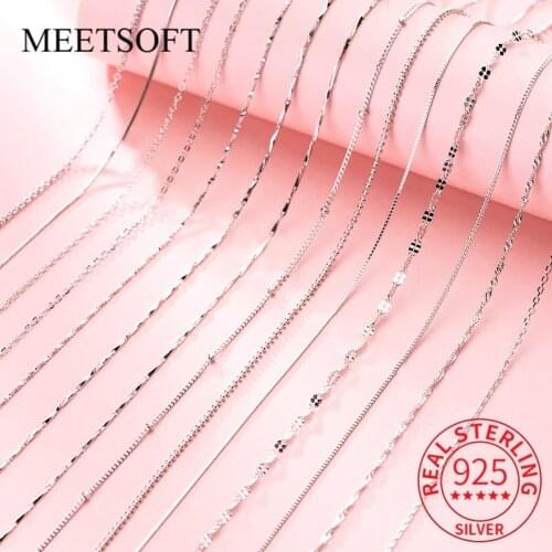 MEETSOFT Romantic S925 Sterling Silver Cute chic Choker Necklace of DIY Handmade Fine Jewelry Deocration Accessory Girls Gift