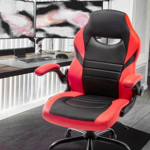 Red Practical Computer Desk Chair Firm Chair Adjustable Seat Height for Office