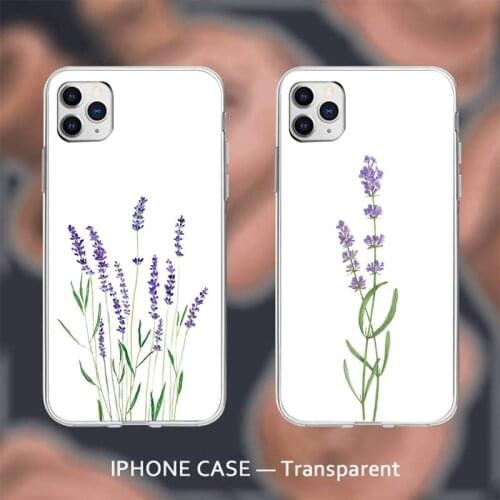 Simple Lavender Purple Flowers Phone Case Transparent for iPhone 6 7 8 11 12 s mini pro X XS XR MAX Plus cover funda shell