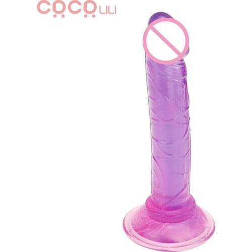 Realistic Dildos Jelly Dong Sex Toys for Women Flexible Cock with Curved Shaft Crystal Dildo Vaginal G-spot Massage for Beginner
