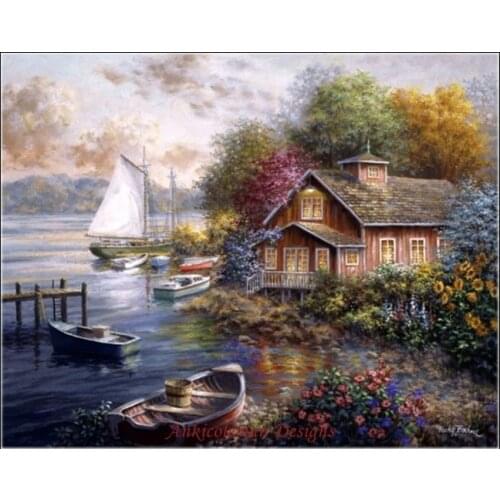 Needlework for embroidery DIY DMC High Quality - Counted Cross Stitch Kits 14 ct Oil painting - Peaceful Mooring