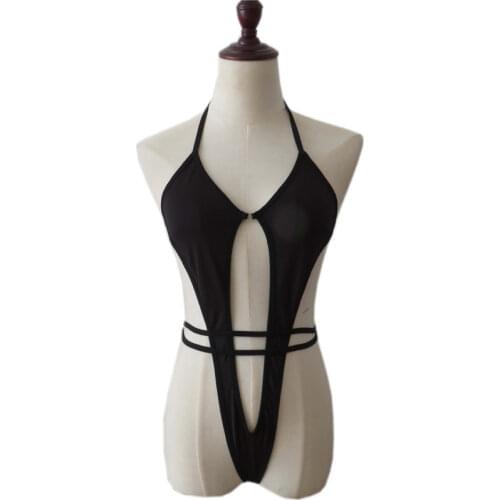 Sexy bikini swimwear women swimsuit one piece biquini bikinis Candy colors Edging Hollow out perspective Halter Lace Large size