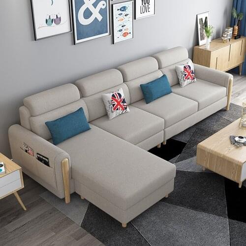 Nordic fabric sofa combination small apartment living room simple modern spring package disposable technical cloth latex sofa