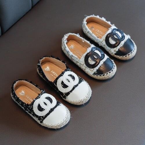 High Quality 2020 Kids Shoes Girls Shoes Fashion Weave Girls Dress Shoes Knit Soft Sole Loafers Princess Flats Shoes Girls