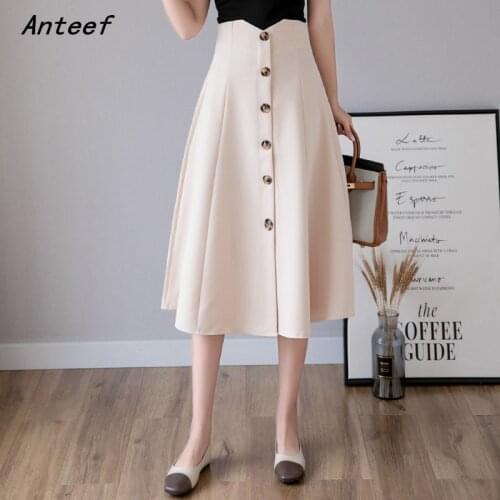 Vintage women 2021 high waist clothes summer spring casual loose midi skirts womens skirt saia streetwear