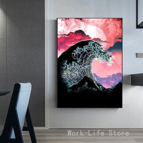 Japanese Waves Canvas Landscape Paintings Wall Art Posters Kanagawa Wall Pictures Prints Nordic Home Decor For Living Room