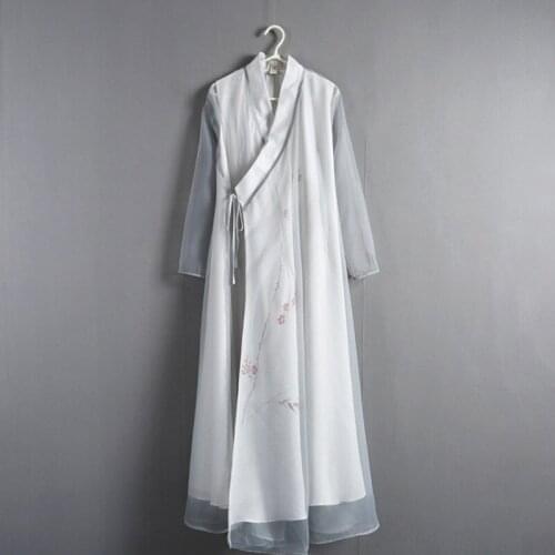 Silk Dress 2019 Robe Vintage Femme Lace Up Wrap Neck A Line Dress Long Maxi Celebrity Dresses Retro Ethnic Vestido DD1503 S