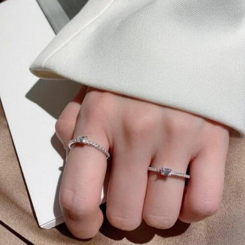 18k White Gold Fashion Four Prong Wedding Ring for Women 1 Carat Diamond Engagement Femme Ring Bride Valentines Gift for Girl