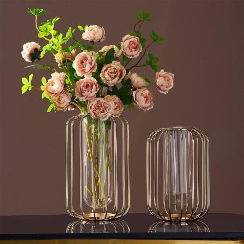 Golden Vase Modern Home Decor Vases for Decor Glass Decoration Glass Vases for Flower Arrangements Table Decoration Living Room
