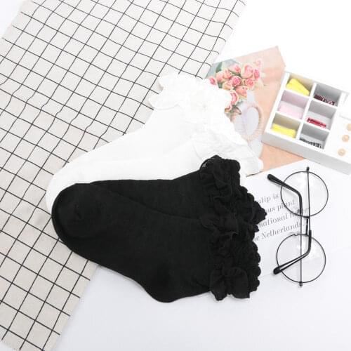 1Pair Women Lace Ruffle Frilly Ankle Socks Hollow Harajuku Lovely Vintage Retro Froral Lady White Princess