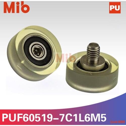 1PCS/lot SUS304 stainless steel thread ball bearing coated with PU Polyurethane soft rubber pulley wheels PUF60519-7C1L6M5
