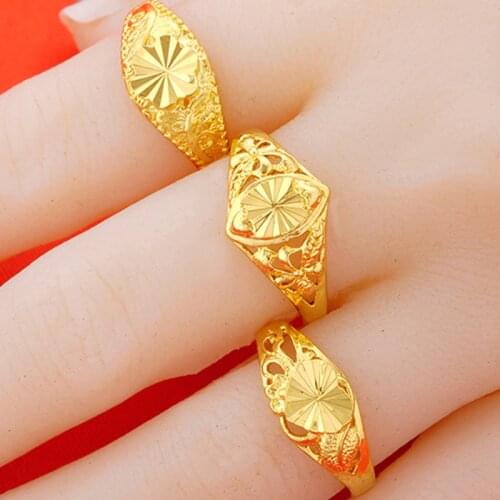 2019 New Multiple Designs 24k Flower 1pc Princess Rings For Women Adjustable Wedding Party jewelry rings