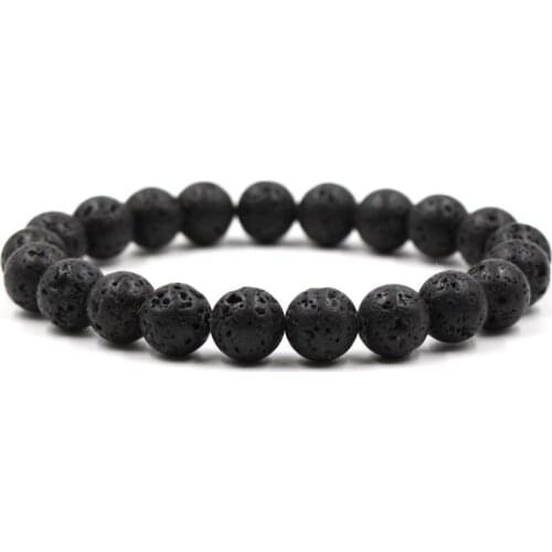 10mm t5 5 Black Lava Natural Stone Beads Bracelets for Women Volcanic Rock Tiger Eye Bead Strand Bracelet Men Jewelry Gifts