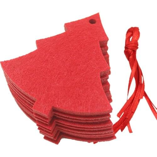10pcs Red Christmas Tree Hanging Ornaments with Hole for DIY Craft Scrapbooking Wedding DIY Decoration