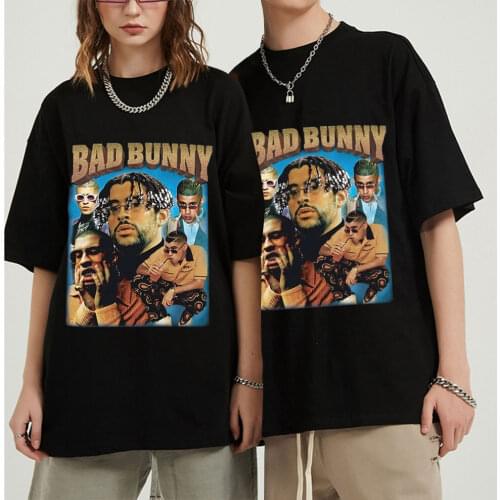 2021 Bad Bunny Singer Cool T Shirt Summer Casual Style O-neck Short Sleeve Print 100% Cotton Tops