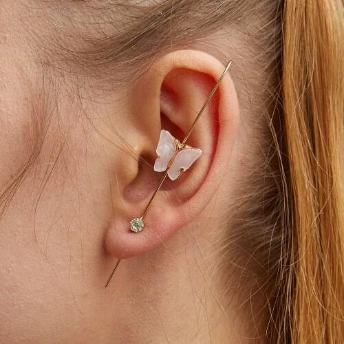 2021 Bohemian Water Drop Resin Acrylic Ear Cuff Wrap Stud Clip Earrings For Women Girl Butterfly Earring Climber Jewelry Bijoux