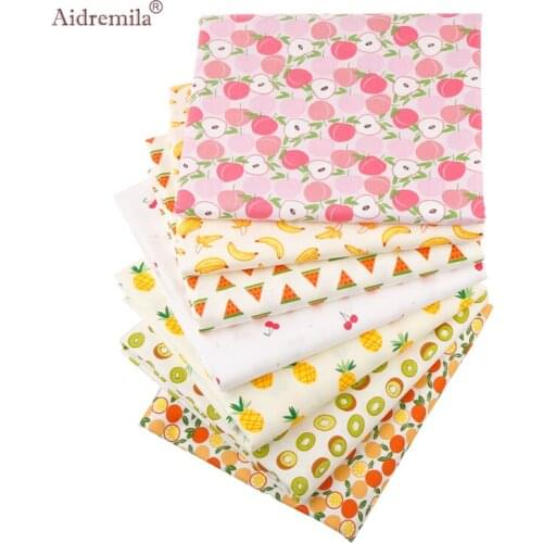 7Pcs/Lot，Fruit Series Printed Twill Cotton Fabric Cloth Tissue Patchwork For DIY Handmade Baby&Childs Sewing&Quilting Material