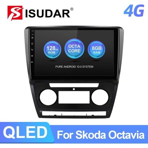Isudar T72 1 Din 4G Android Auto Radio For Skoda Octavia 2009 2010 2011 2012 2013 Car Multimedia GPS Octa Core RAM 6GB ROM 128GB
