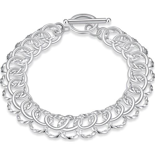 BABYLLNT Wholesale 925 Silver TO Buckle Circle Bracelet For Woman Charm Wedding Engagement Party Fashion Jewelry Gift