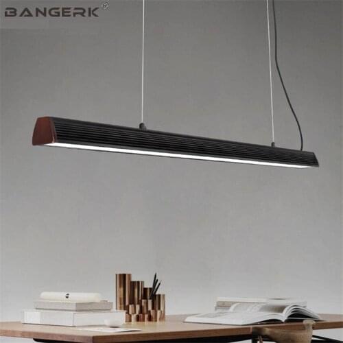 BANGERK Nordic Design Modern LED Pendant Light Office Aluminium Long Strip Hanging Lamp Home Decor Indoor Droplight Lighting