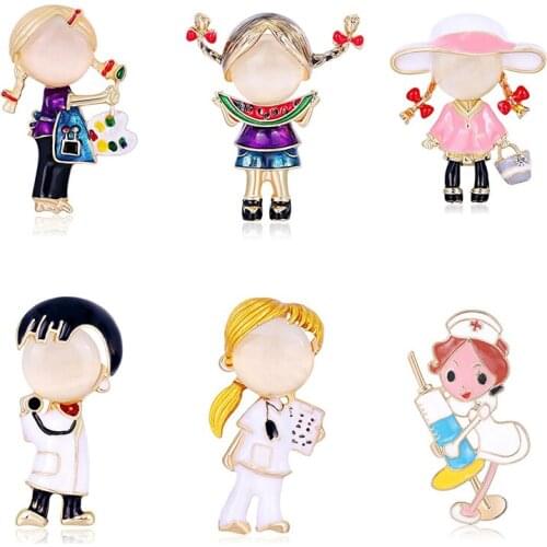 Opal Enamel Doctor Boys And Girls Brooches Medical Brooch Pin Nurse Jewelry Fashion Jewelry 6 Style Available Gift