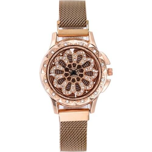 Women Watches 360 Degree Rotation Mesh Magnet Buckle Starry Sky Watch Fashion Ladies Geometric Quartz Watch Relogio Feminino
