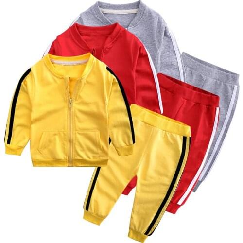 Baby clothes baby boy girl baby spring and autumn pure cotton striped leisure sports suit zipper cardigan baby two-piece suit