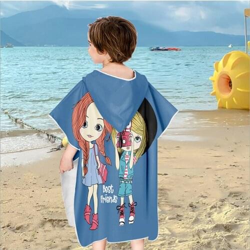 Animals Kids Beach Hooded Towel Microfiber Toddler Beach Bath Towel Quick Dry Bathrobe Kids Super Soft Sand Free Beach Towel