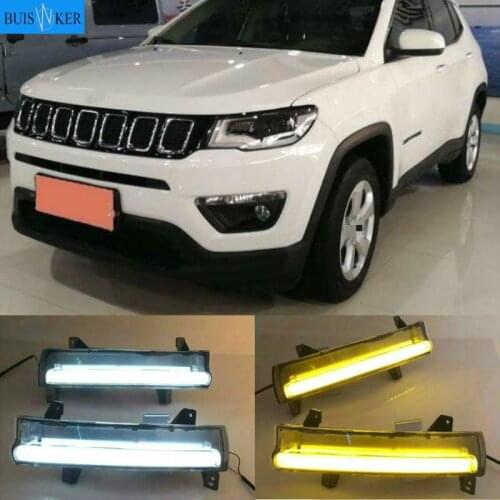 1 Pair For Jeep Compass 2017 2018 2019 LED DRL Daytime Running Light Daylight Waterproof yellow Signal lamp