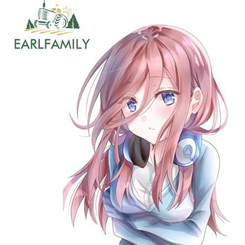 EARLFAMILY 13cm x 10.1cm Vinyl Car Wrap for Miku Nakano Funny Car Stickers Waterproof Air Conditioner Decals Sunscreen JDM Decor