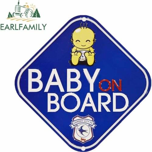 EARLFAMILY 13cm x 13cm for BABY ON BOARD Funny Car Stickers and Decals Creative Remind Sticker Waterproof Car Assessoires Decor