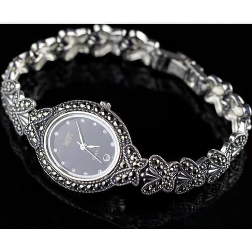 Hot SaleTop Quality Butterfly Bracelet Watch Women Retro S925 Sterling Silver Watch Real Silver Jewelry Watch