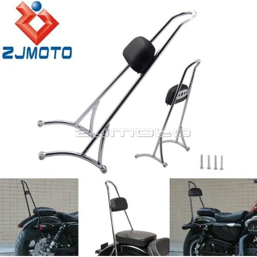 For Harley Sportster 883 1200 XLH XL 883C 883R 1200R 1200C 1200S Chrome Detachable Sissy Bar Rear Passenger Backrest Cushion Pad