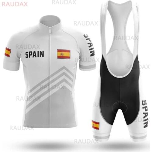 Spain Bike Uniform Pro Team Short Sleeve Maillot Ciclismo MensCycling Jersey Summer MTB Bike Clothes Cycling Set Classic White