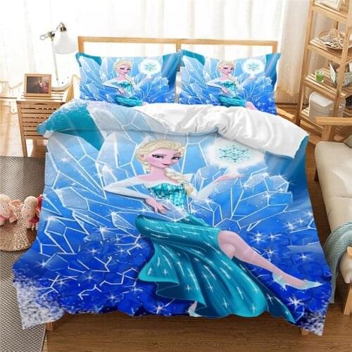 Disney Anna Elsa Pattern Bedding Set Children Girls Down Quilt Cover Pillowcase Home Textiles Home Textiles Bedroom Decoration