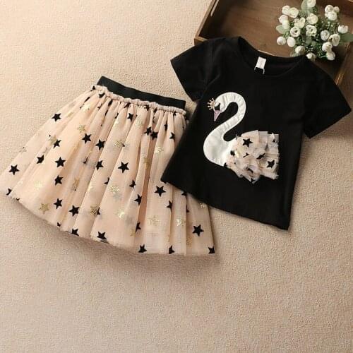 Girls Clothes Sets Children Clothing Summer Fashion Students T-Shirt + Star Dress 2Pcs tutu skirt Suit Baby Kids Clothes