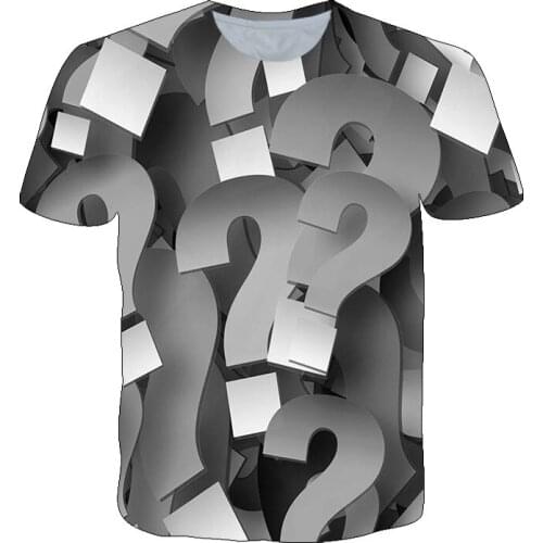Summer Fashion Casual T-shirt for Men 3d Printing Custom Cartoon Pattern Short-sleeved T-shirt Question mark Printing Top