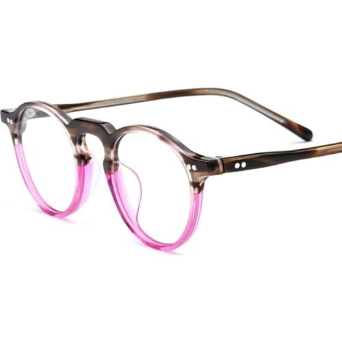 Logorela 19130 Acetate Optical Glasses Frame Women Retro Vintage Round Eyeglasses Women Prescription Spectacles Myopia Eyewear