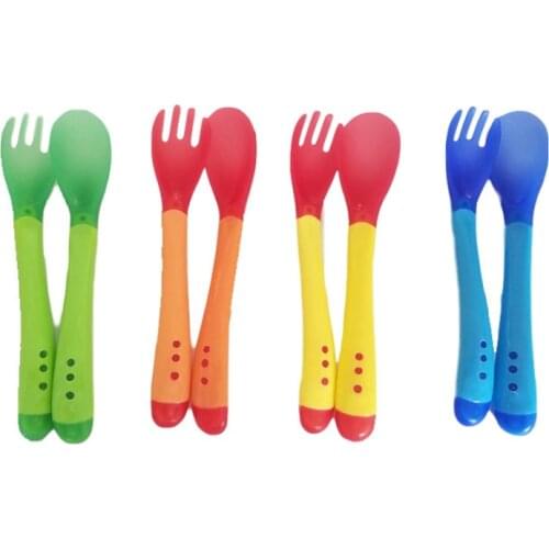 2pcs/set Temperature Sensing Spoon Fork for Baby Safety Feeding 0~2 Years Old Child Dining Spoon Tableware Tongue Anti Scald