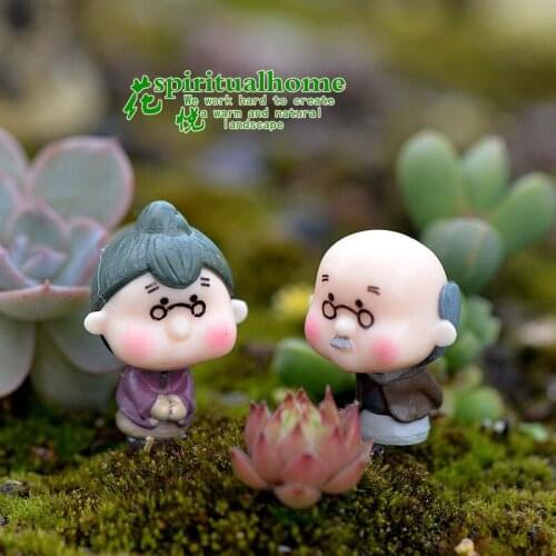 1set Mini Figures Chair Grandma Grandpa Sweety Lovers Couple Ornament For Fairy Garden Figurines Miniature Home Decoration
