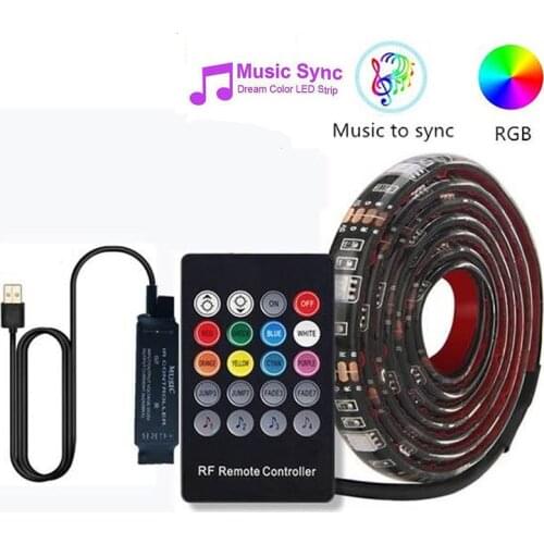 Dc5v USB mini music controller+5v smd 3528 5050 RGB LED strip set 1M-5m TV computer music background light with atmosphere light
