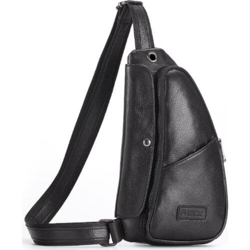 Men Real Cowhide Sling Chest Bags Shoulder Rucksack Cross Body Bag Vintage High Quality Genuine Leather Male Chest Back pack