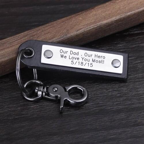 Mens Personalized Leather Keychain - Handwriting Fingerprint Keyring - Groomsmen Gfit